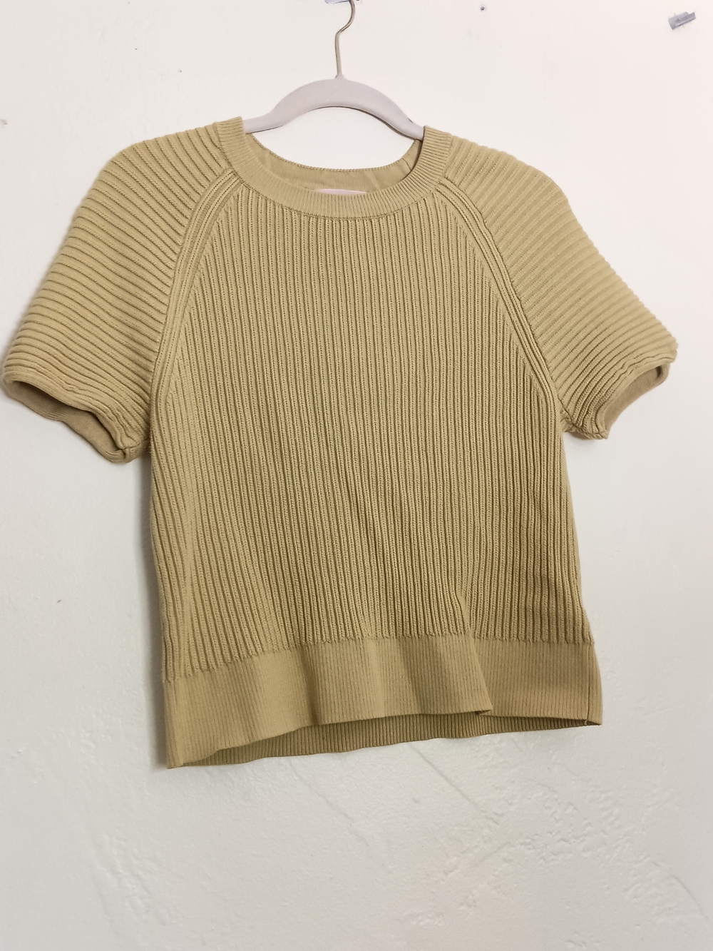 Philosophy Republic Clothing Short-Sleeve Ribbed Knit Top in Gold-ish Yellow